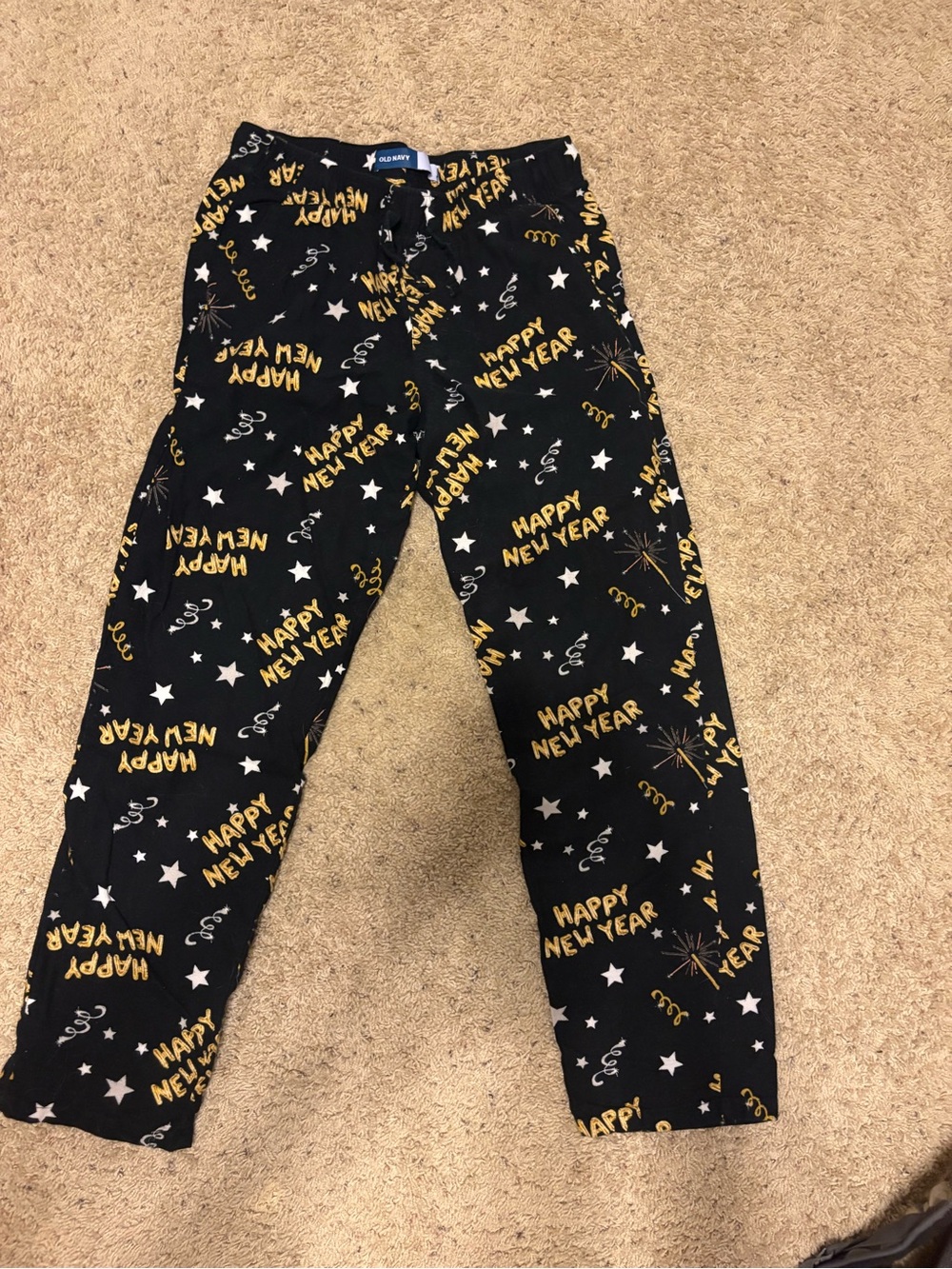 Old Navy Black & Gold "Happy New Year" Pajama Pants